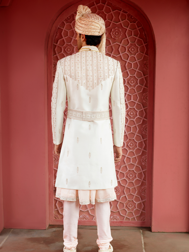 Blush Peach Embroidered Sherwani