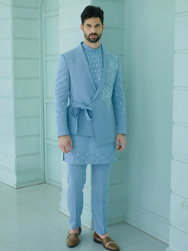 Gleaming Blue Abstract Indo-Western