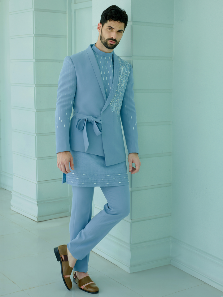 Gleaming Blue Abstract Indo-Western