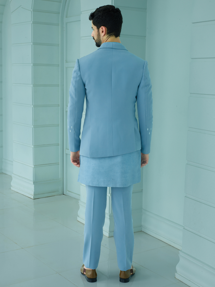 Gleaming Blue Abstract Indo-Western