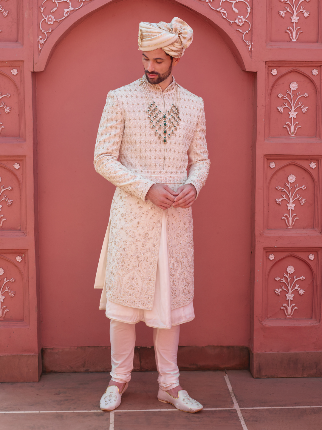 Opulent Cream Silk Sherwani