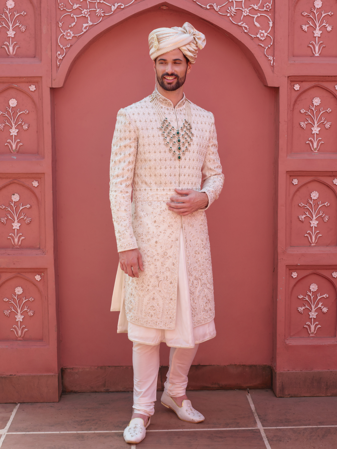 Opulent Cream Silk Sherwani