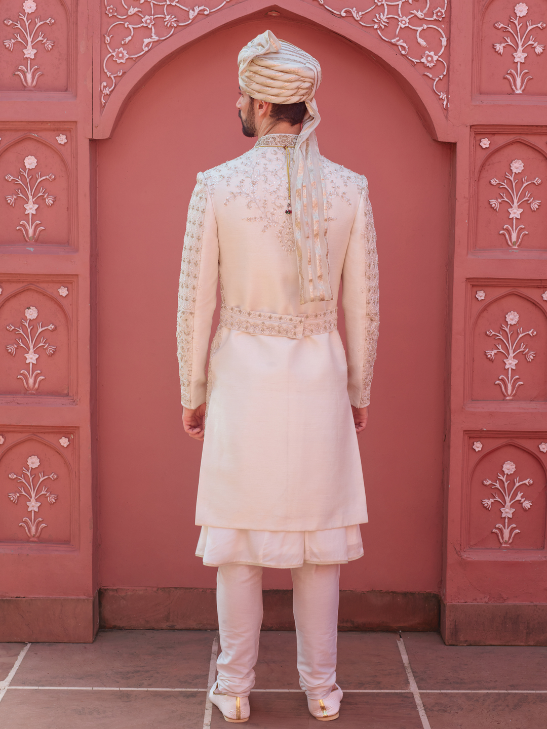 Opulent Cream Silk Sherwani