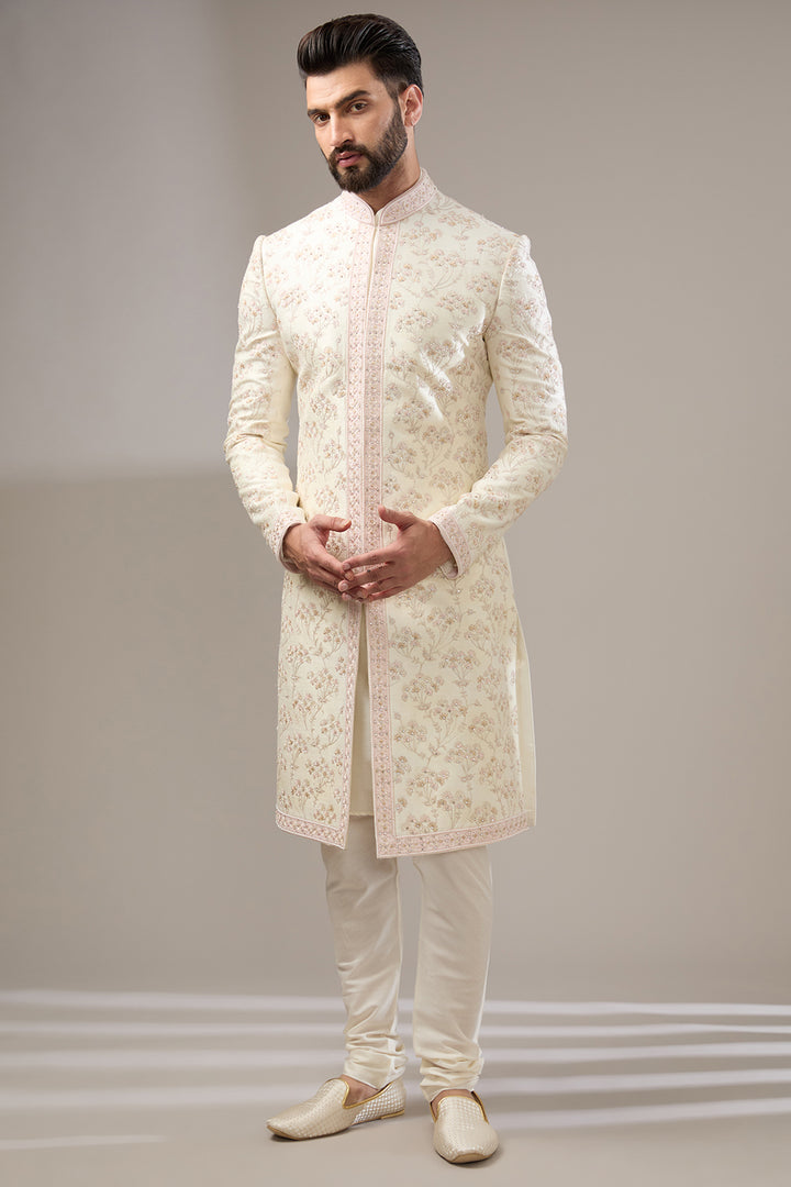 Pink Hue Ivory Sherwani