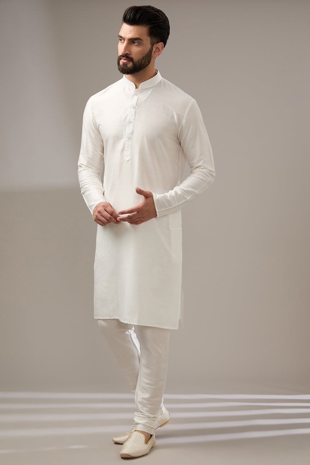 Ivory Geometric Embellished Sherwani Set