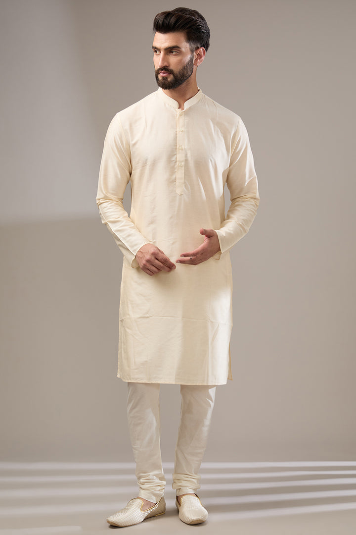 Elephant Motif Cream Sherwani Set