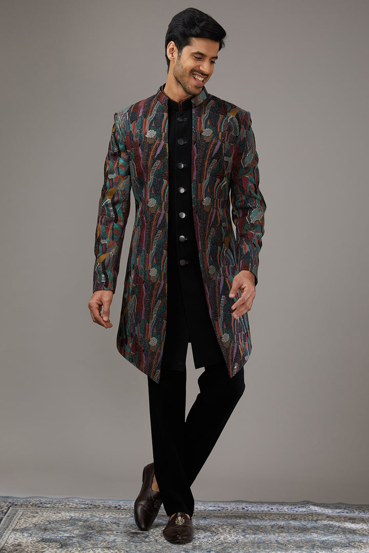 Colorburst Embroidered Indo-Western Set