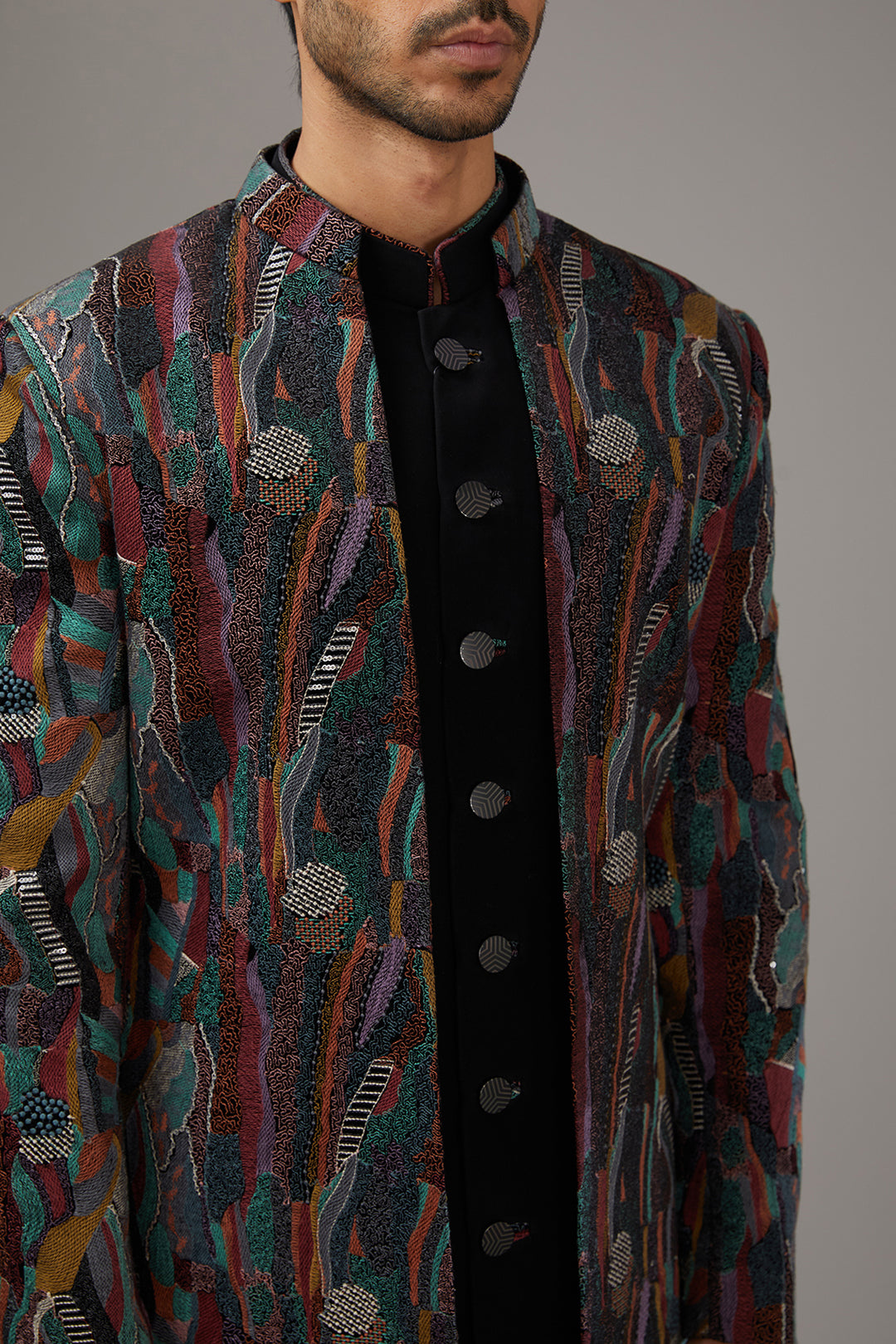 Colorburst Embroidered Indo-Western Set