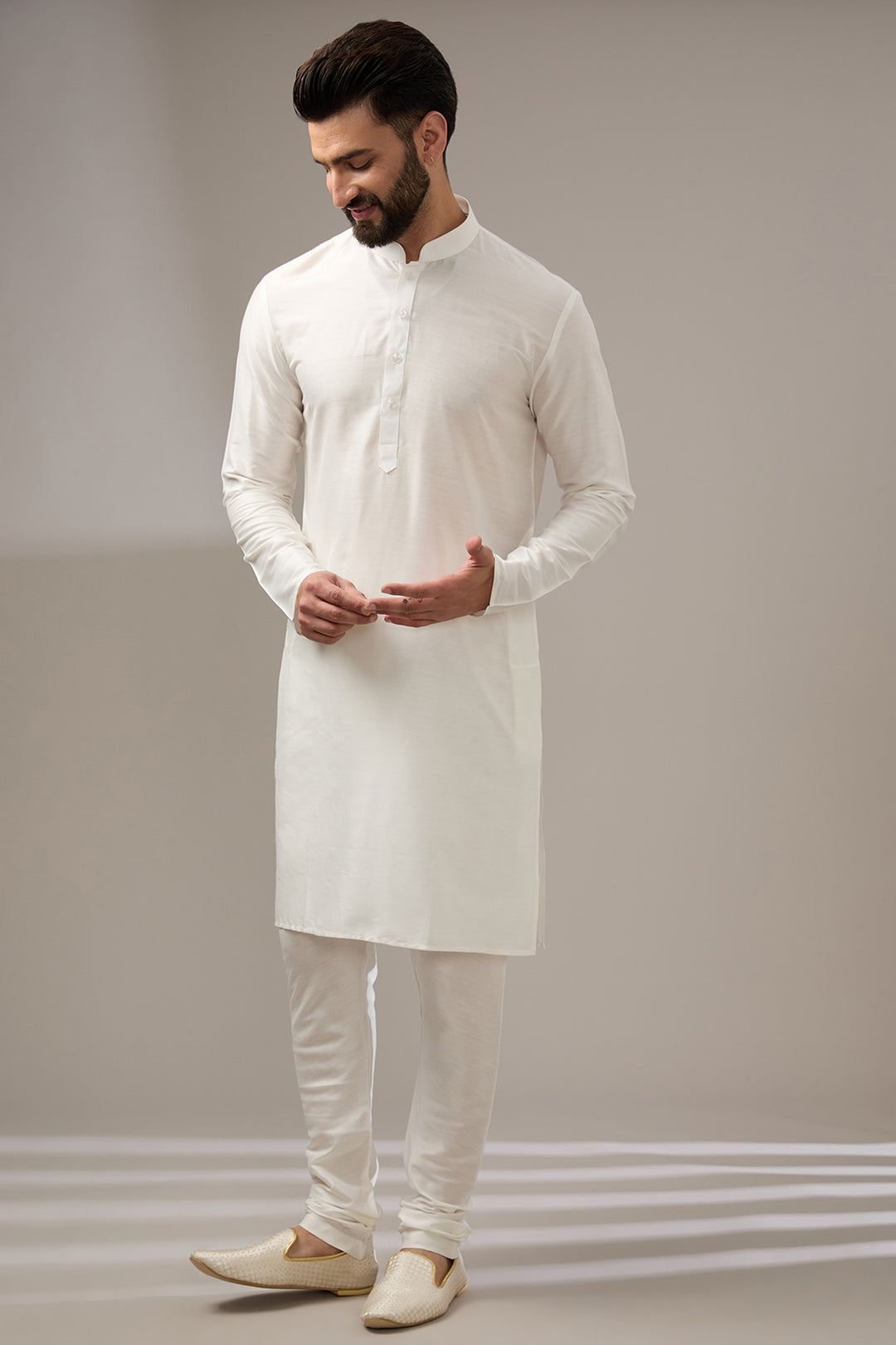 Cream Zari Tikki Sherwani Set
