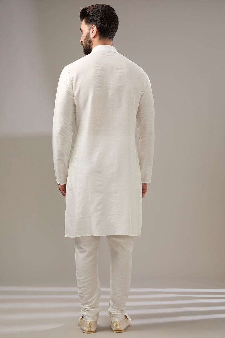 Cream Zari Tikki Sherwani Set