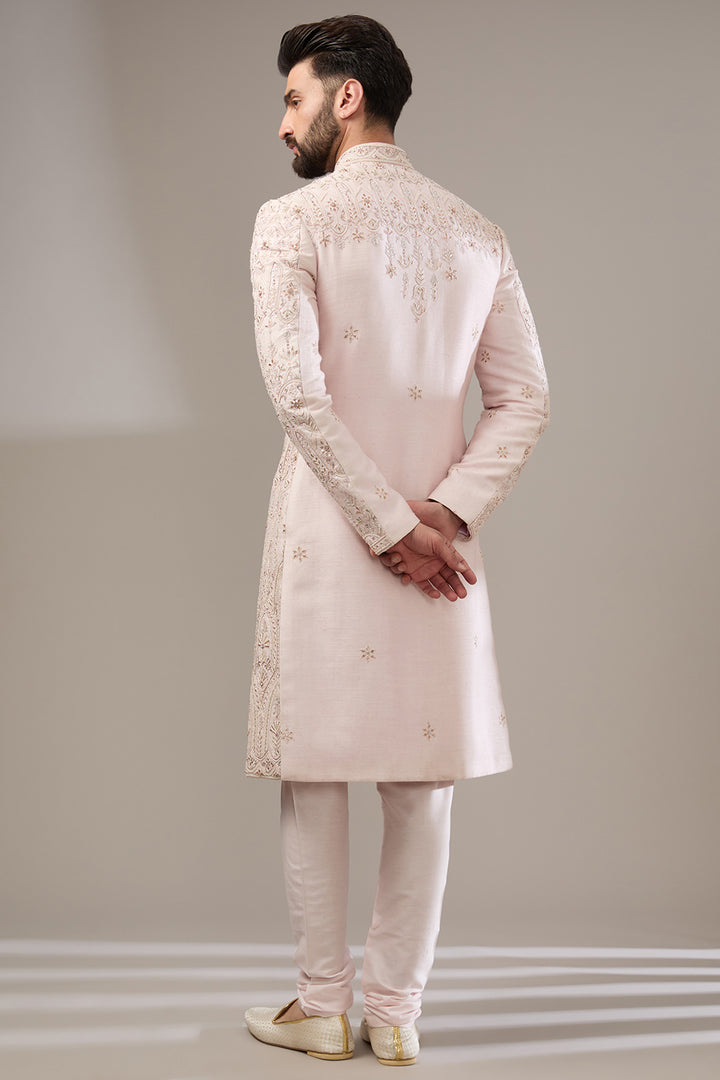 Pink Poth & Cutdana Sherwani Set