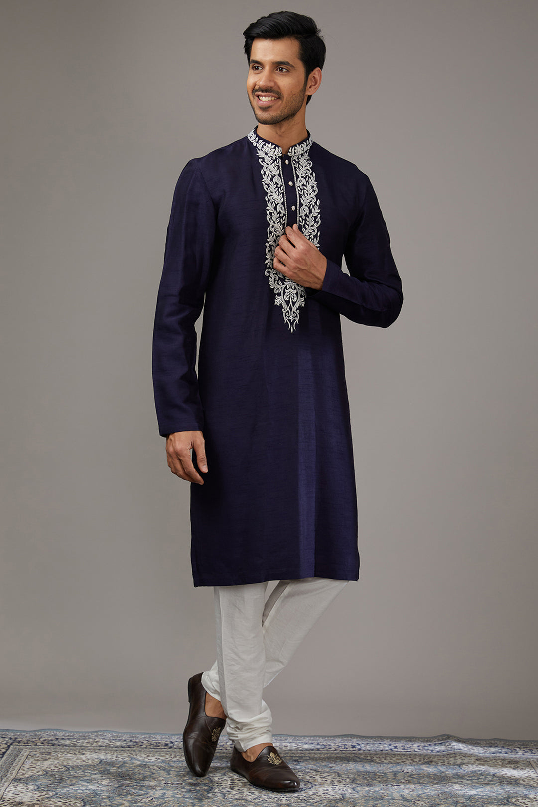 Royal Silk Blue Velvet Indo-Western Set