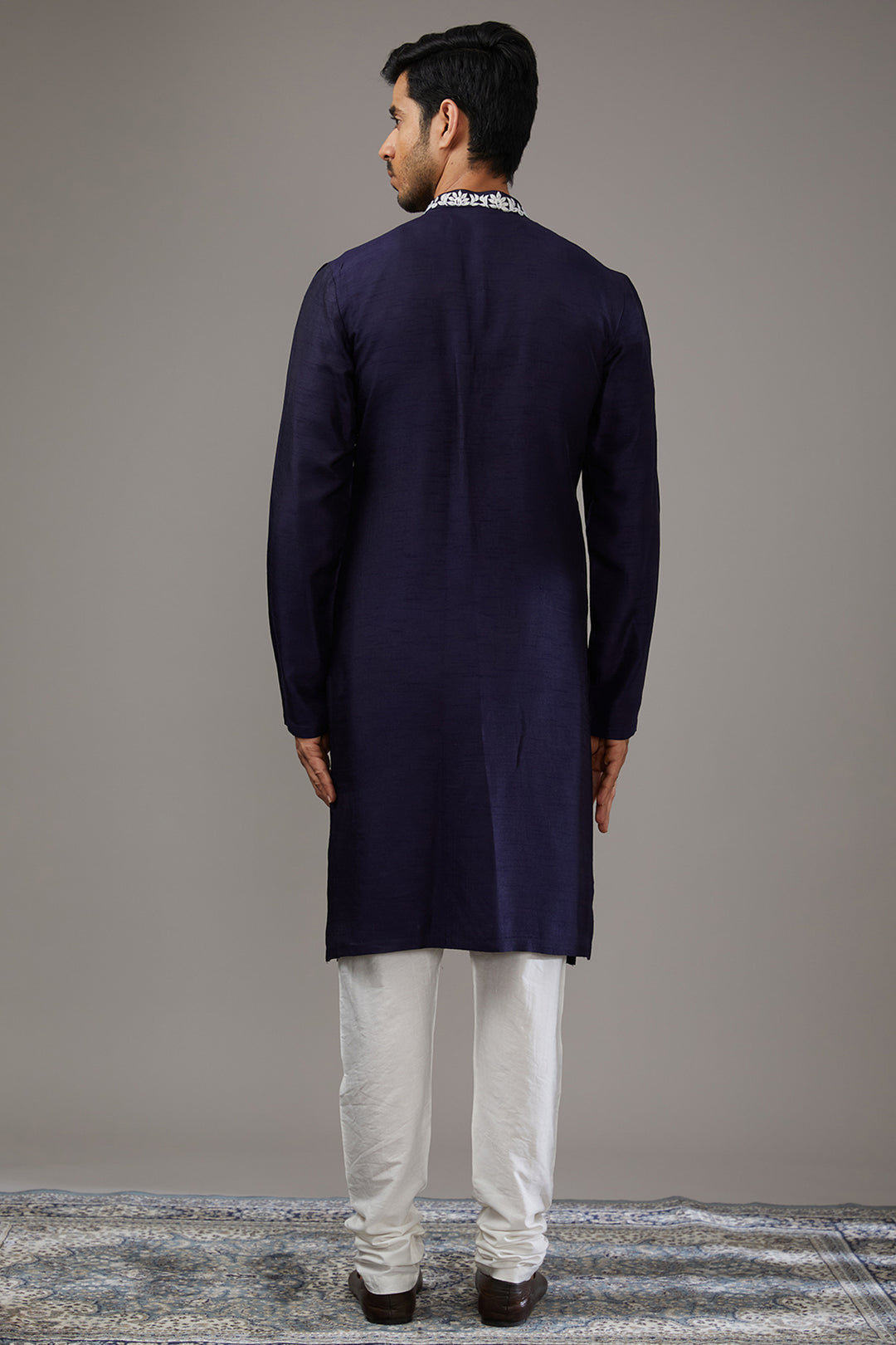 Royal Silk Blue Velvet Indo-Western Set