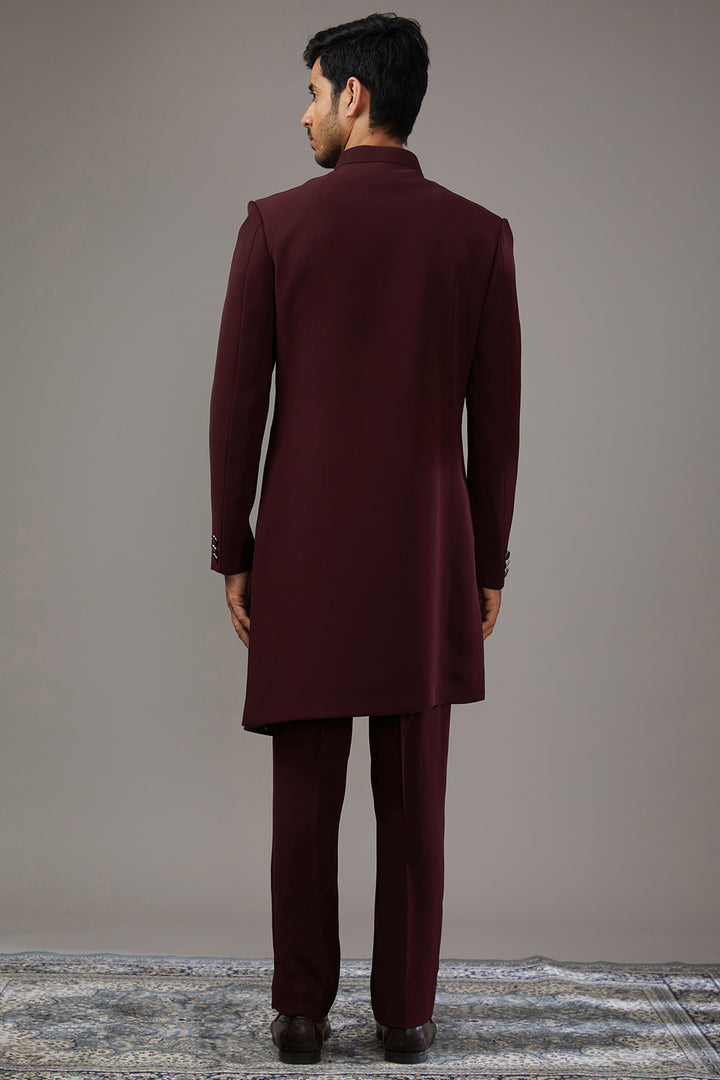 Maroon Melange Indo-Western Set