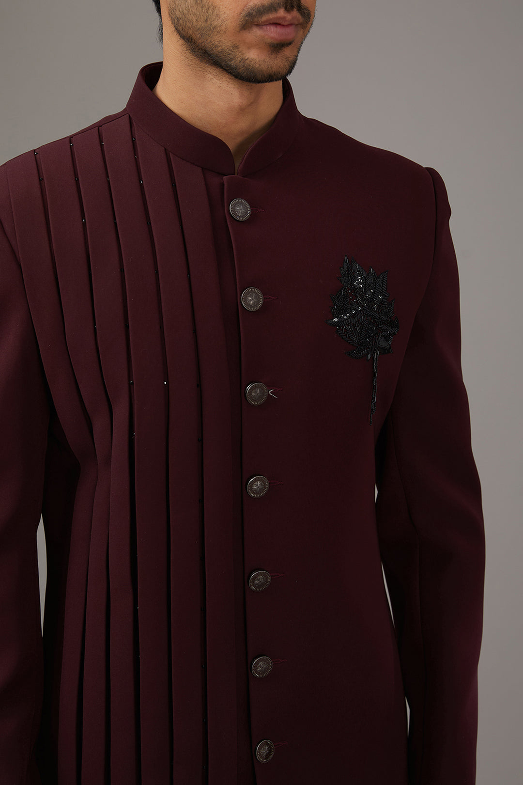 Maroon Melange Indo-Western Set