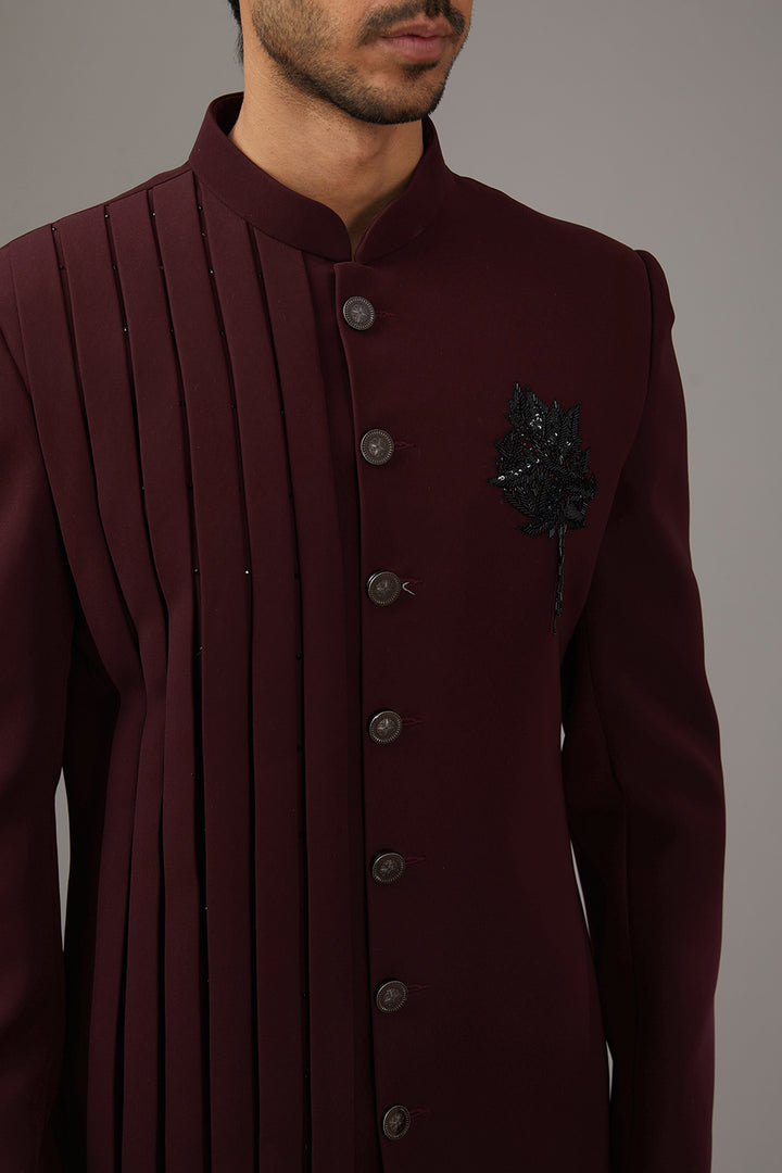 Maroon Melange Indo-Western Set