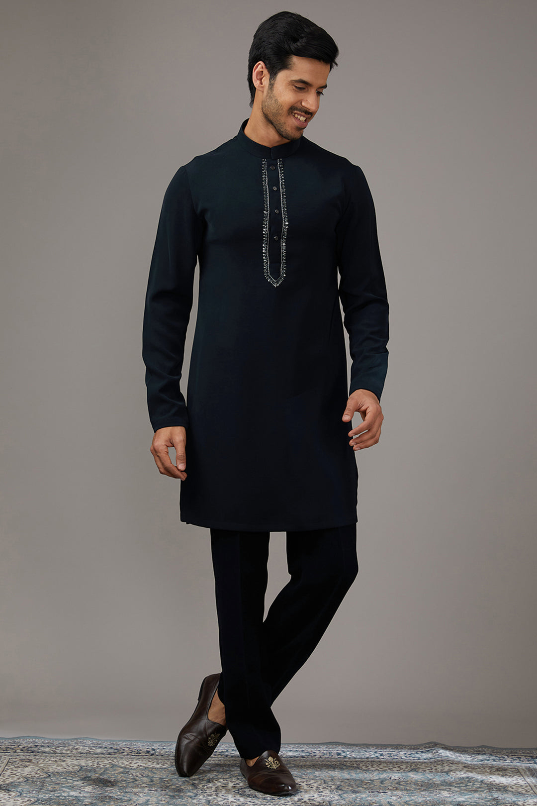 Azure Blue Embroidered Indo-Western Set