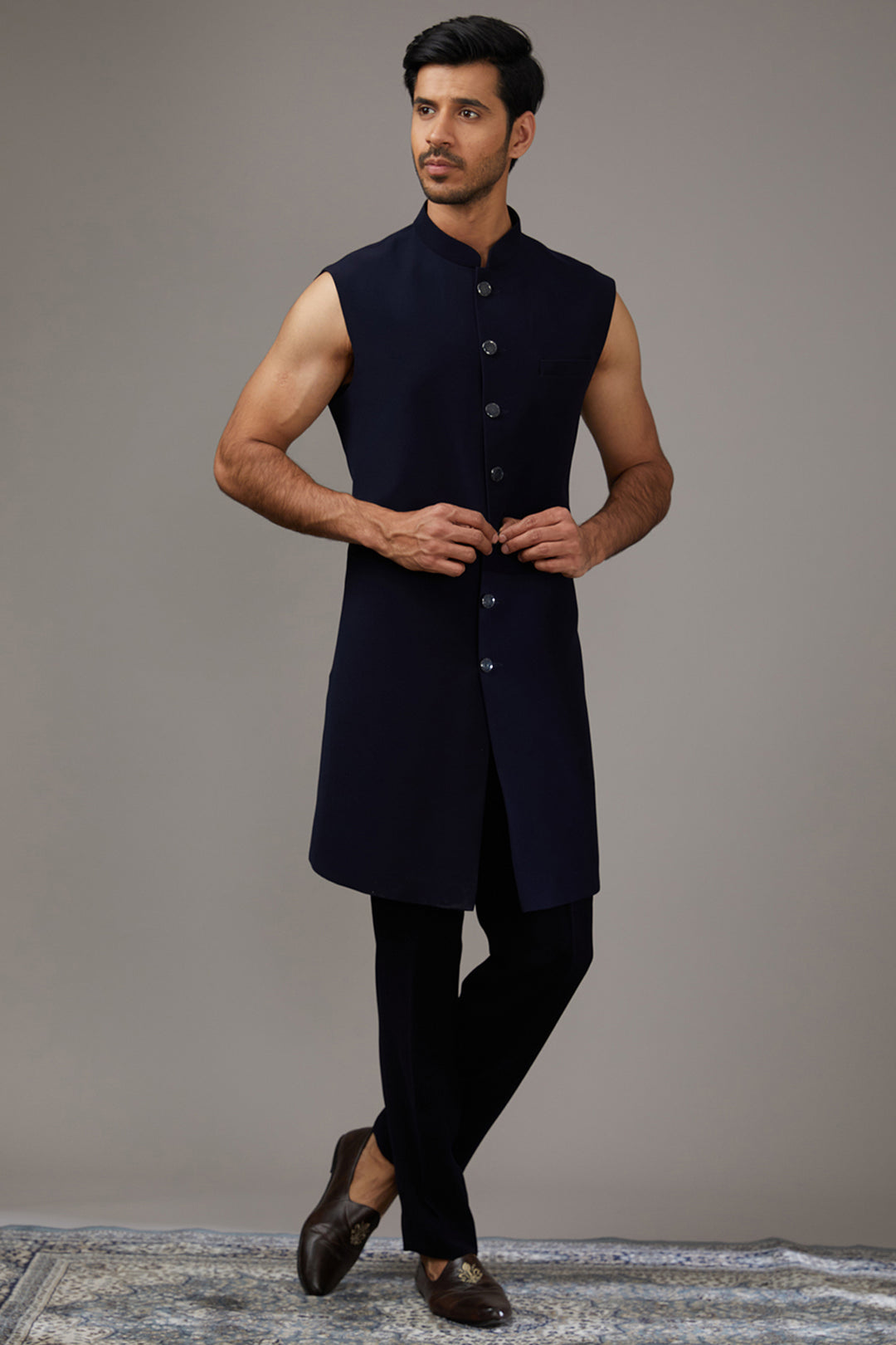 Antique Blue Embellished Indo-Western Set