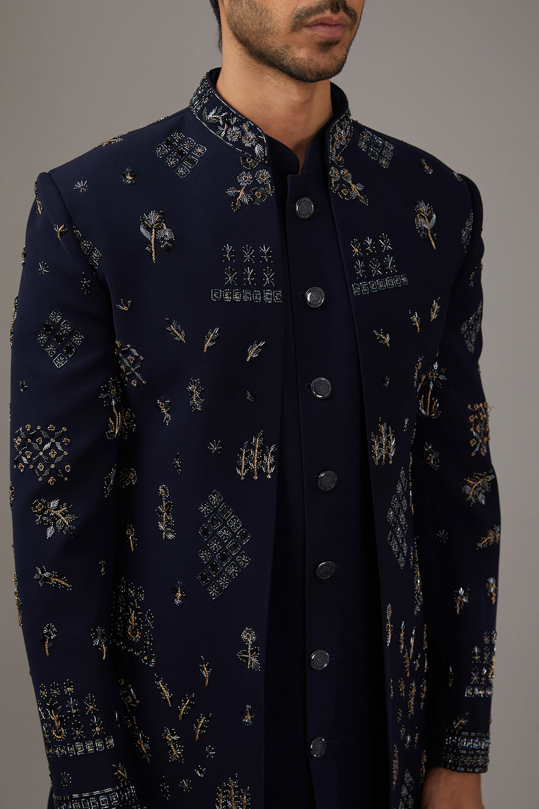 Antique Blue Embellished Indo-Western Set