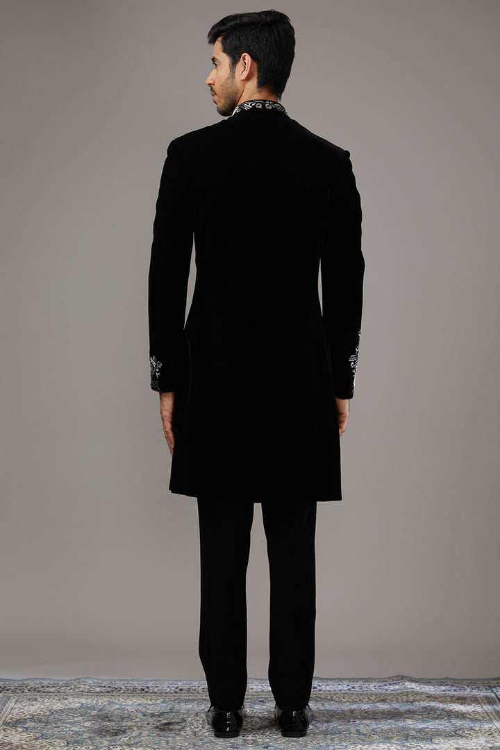 Silver Noir Velvet Indo-Western Set