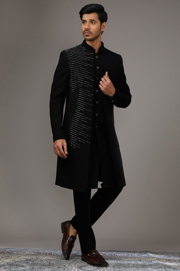 Black Salli Fusion Indo-Western Set