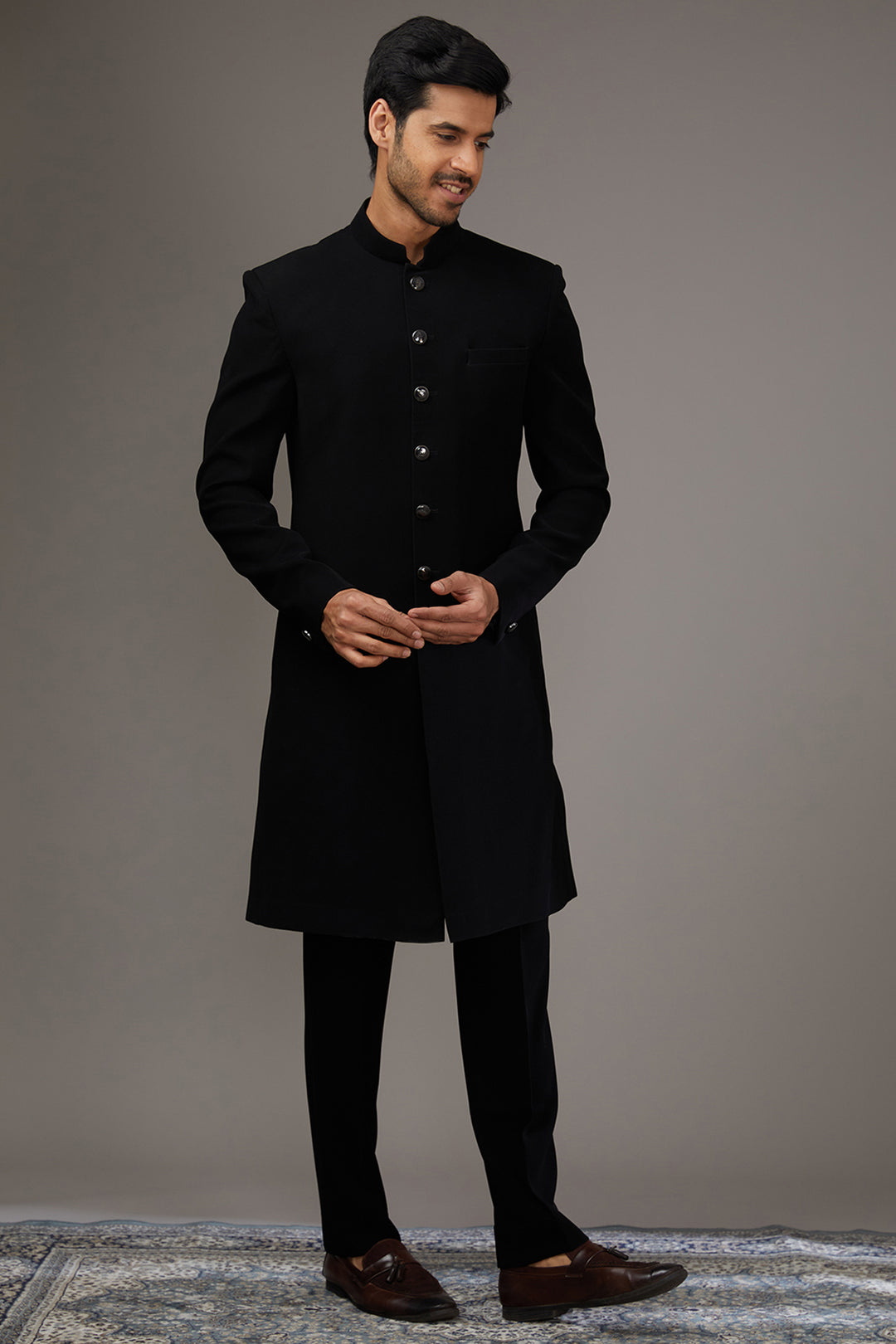 Black Salli Fusion Indo-Western Set