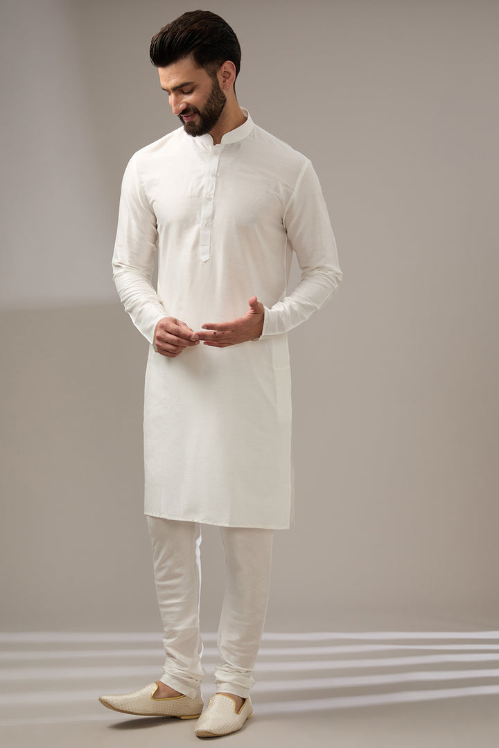 Refined Ivory Lucknowi Sherwani Set