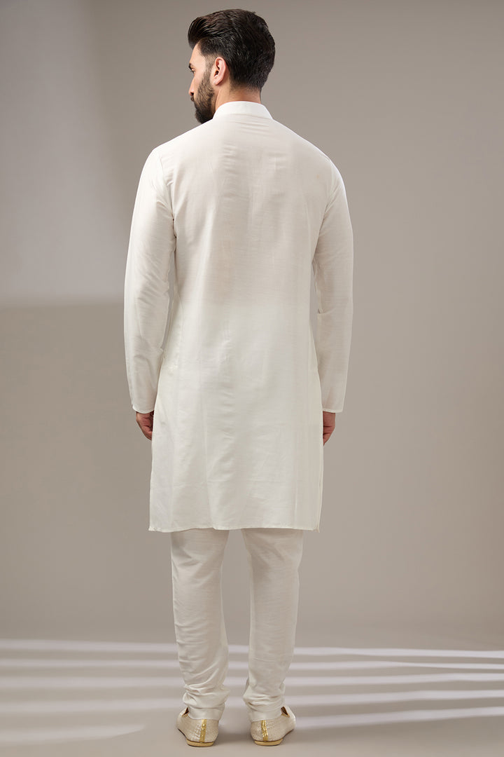 Refined Ivory Lucknowi Sherwani Set