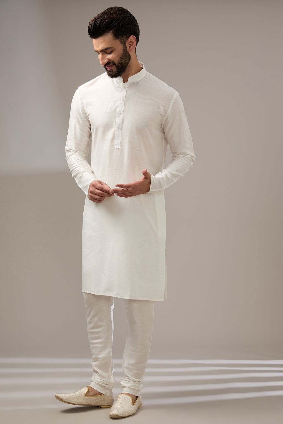 Floral Handwork Ivory Sherwani Set