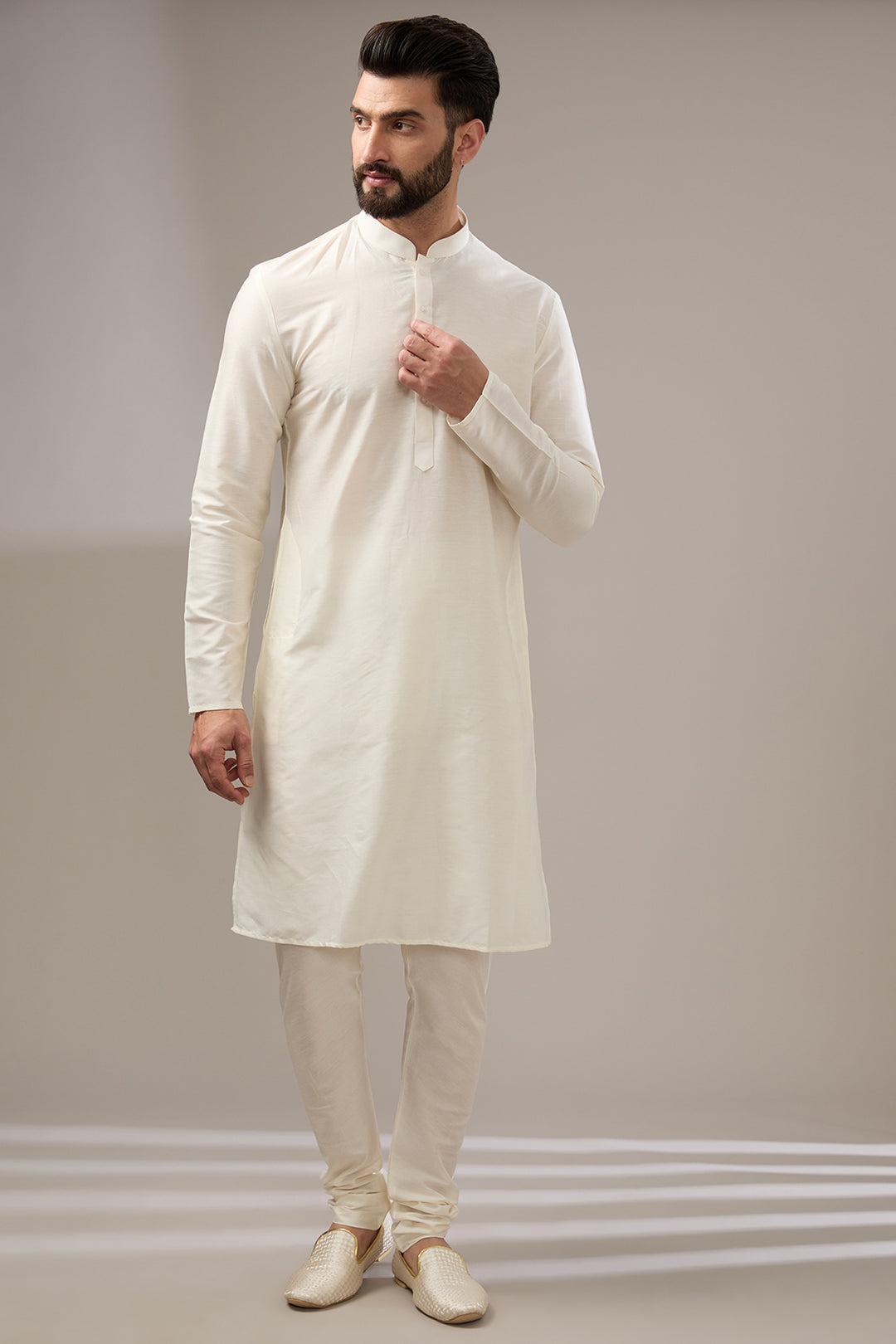 Ivory Zari Work Sherwani Set