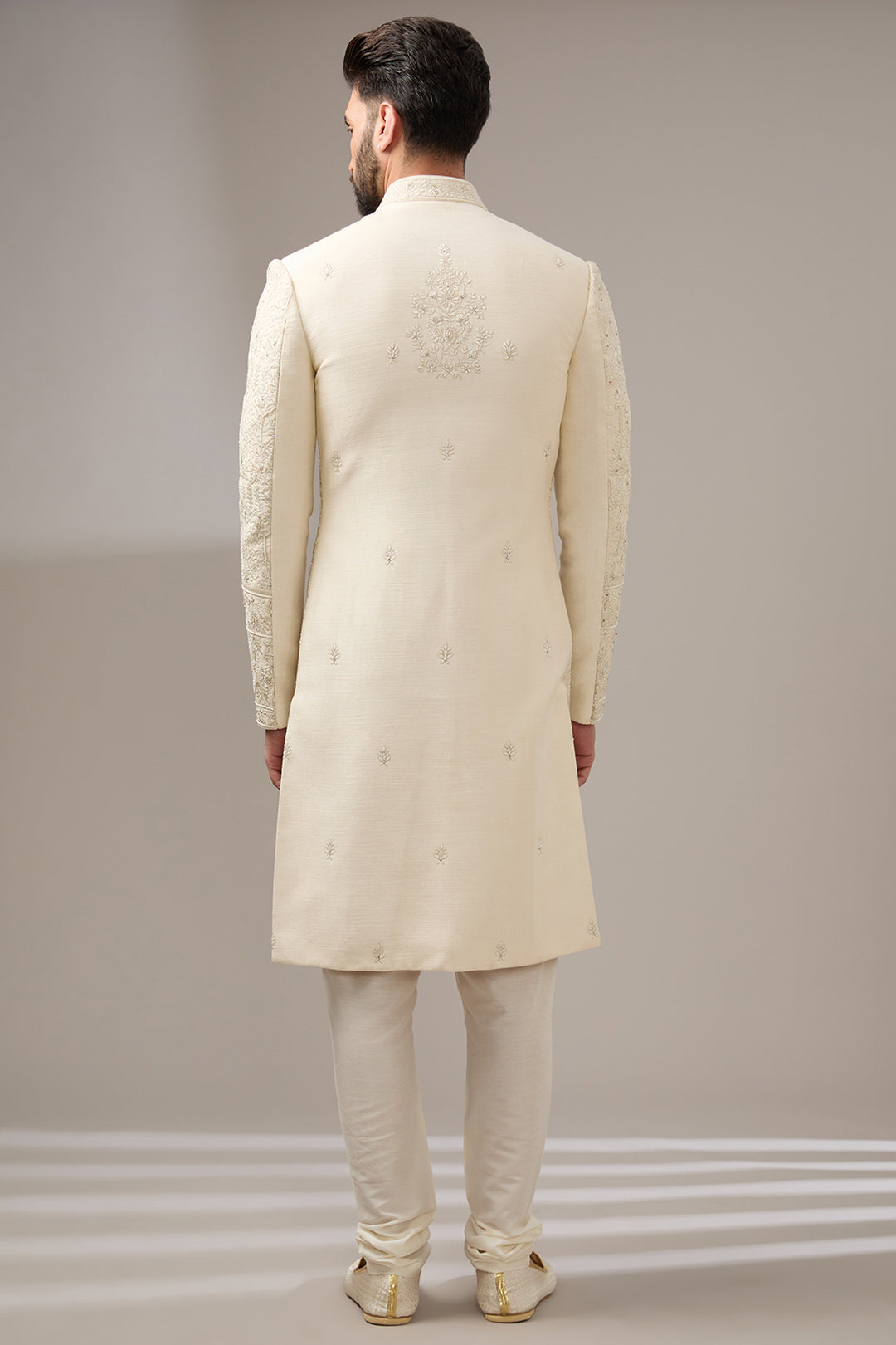 Ivory Silk Blossom Sherwai Set