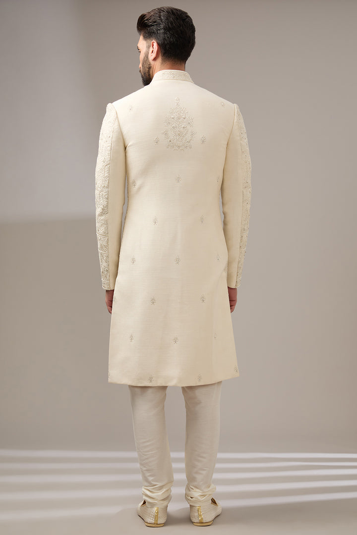 Ivory Silk Blossom Sherwai Set