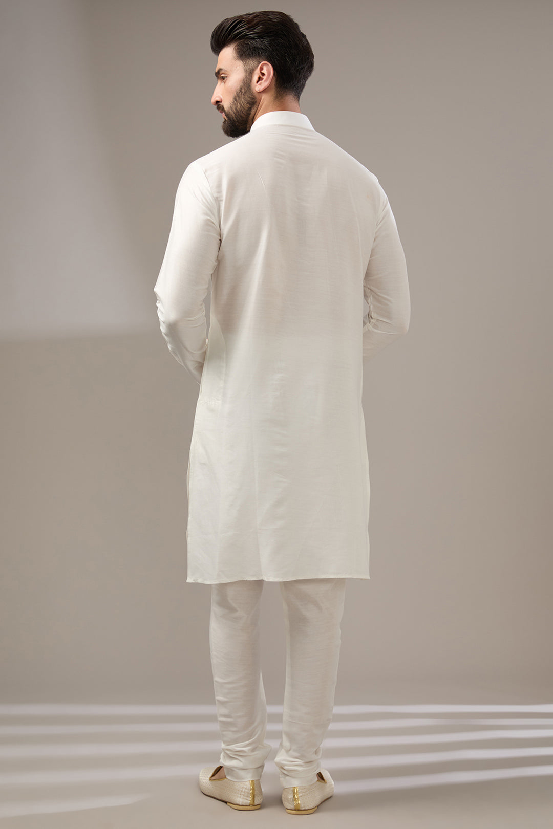 Ivory & Pink Accent Lucknowi Sherwani Set