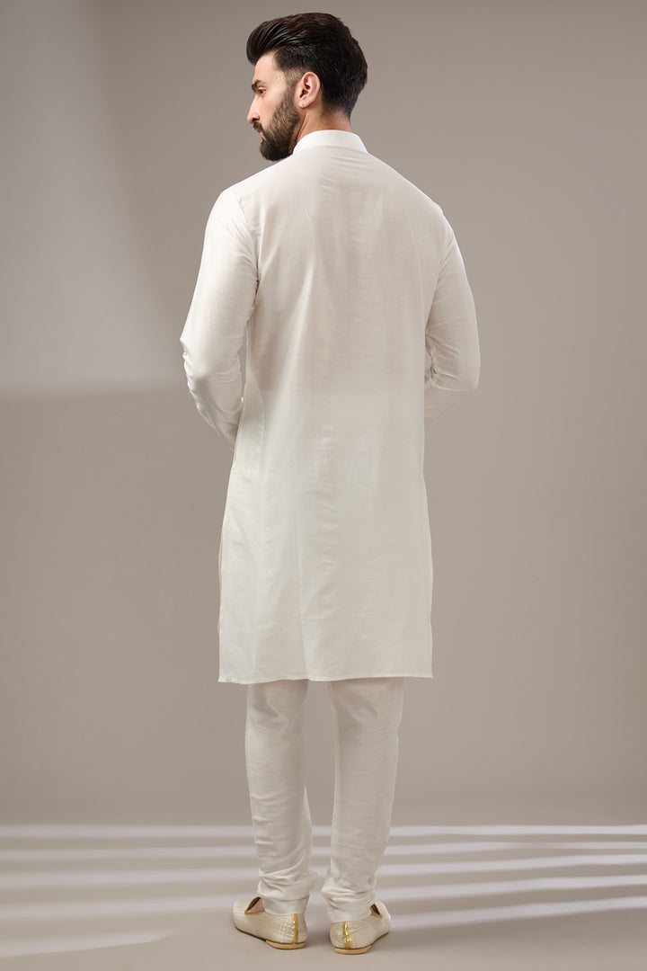 Ivory & Pink Accent Lucknowi Sherwani Set