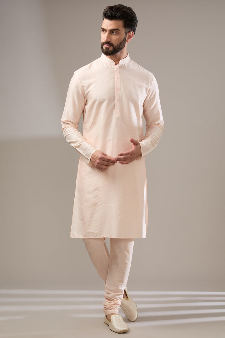 Embossed Peach Sherwani Set