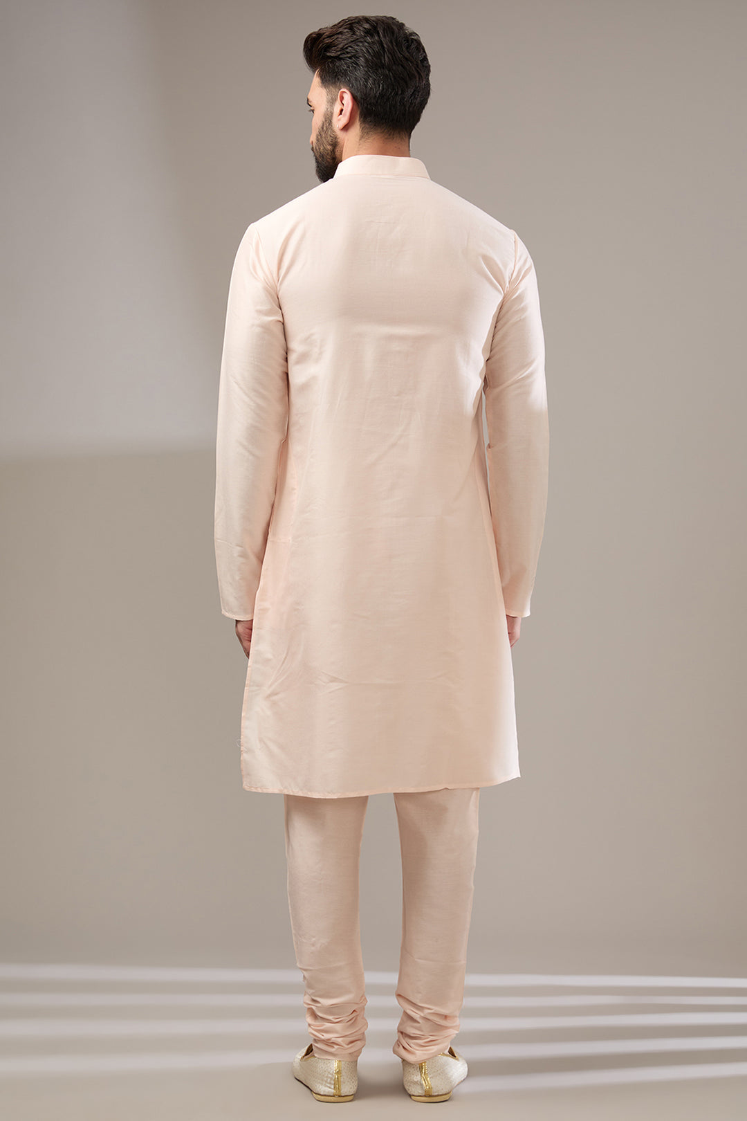 Embossed Peach Sherwani Set