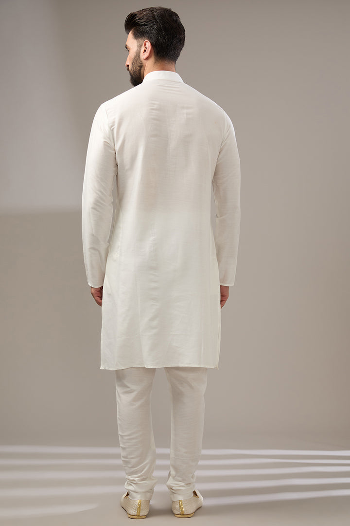 Off-White Abstract Print Sherwani