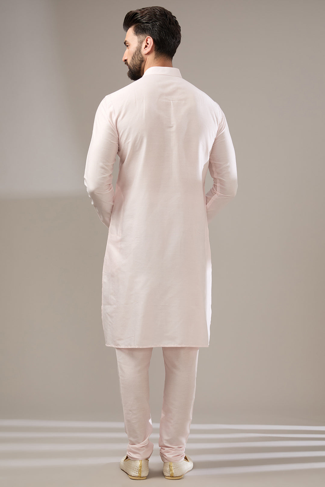 Pink Zari Embellished Sherwani Set