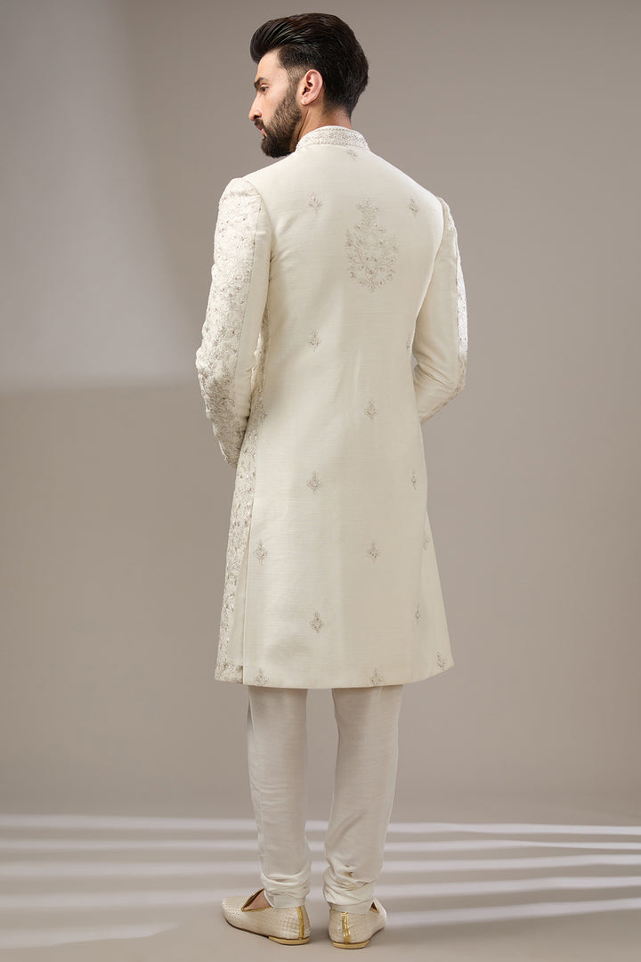 Ivory Floral Elegance Sherwani Set