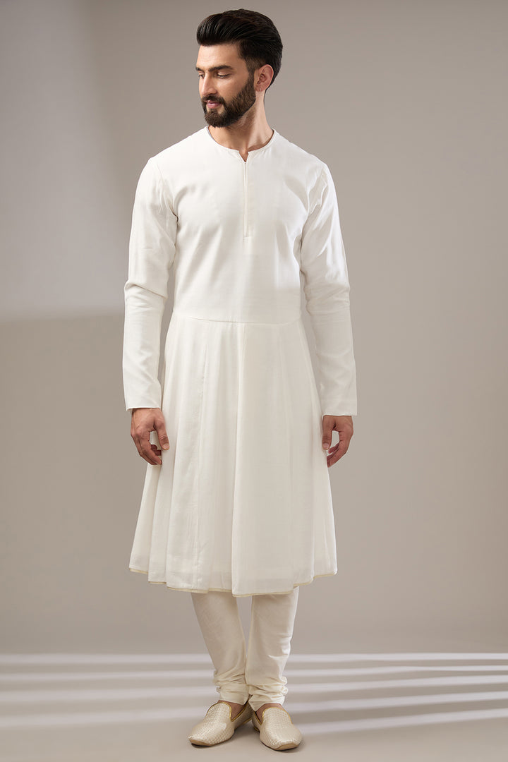 Ivory Floral Embellished Sherwani Set