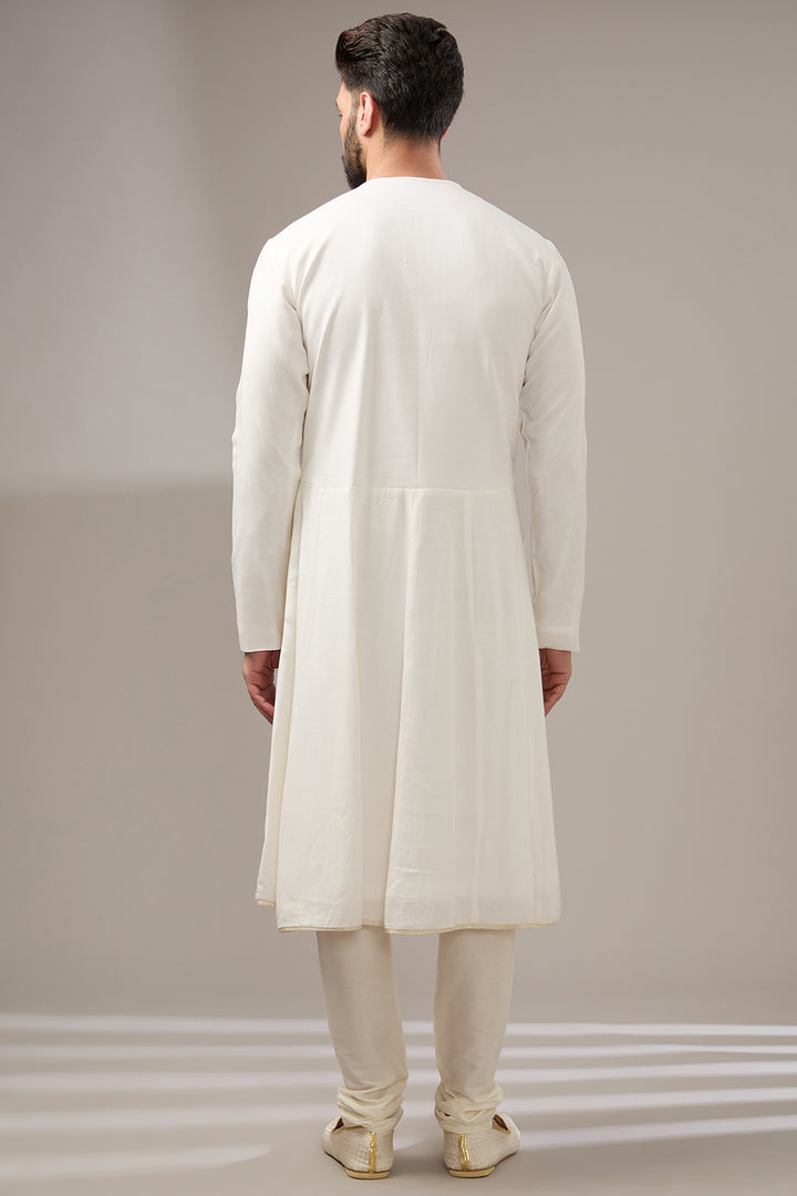 Ivory Floral Embellished Sherwani Set