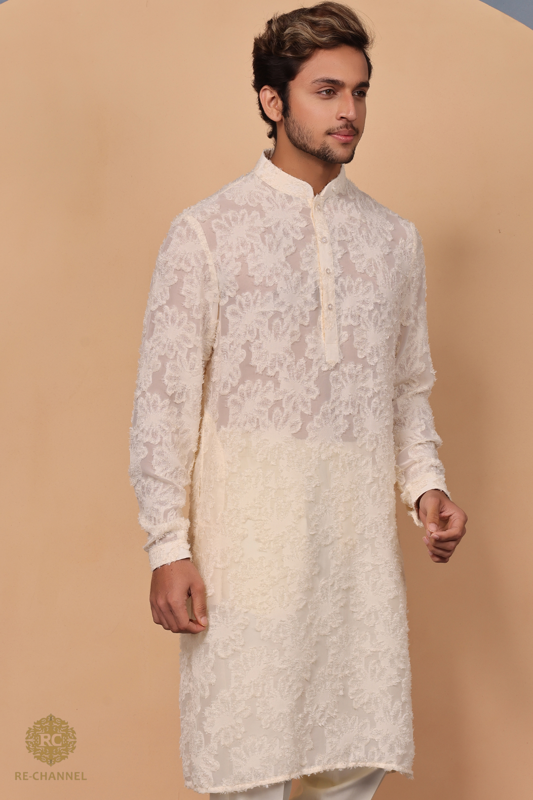 Off white Turkish Chiffon Kurta Set