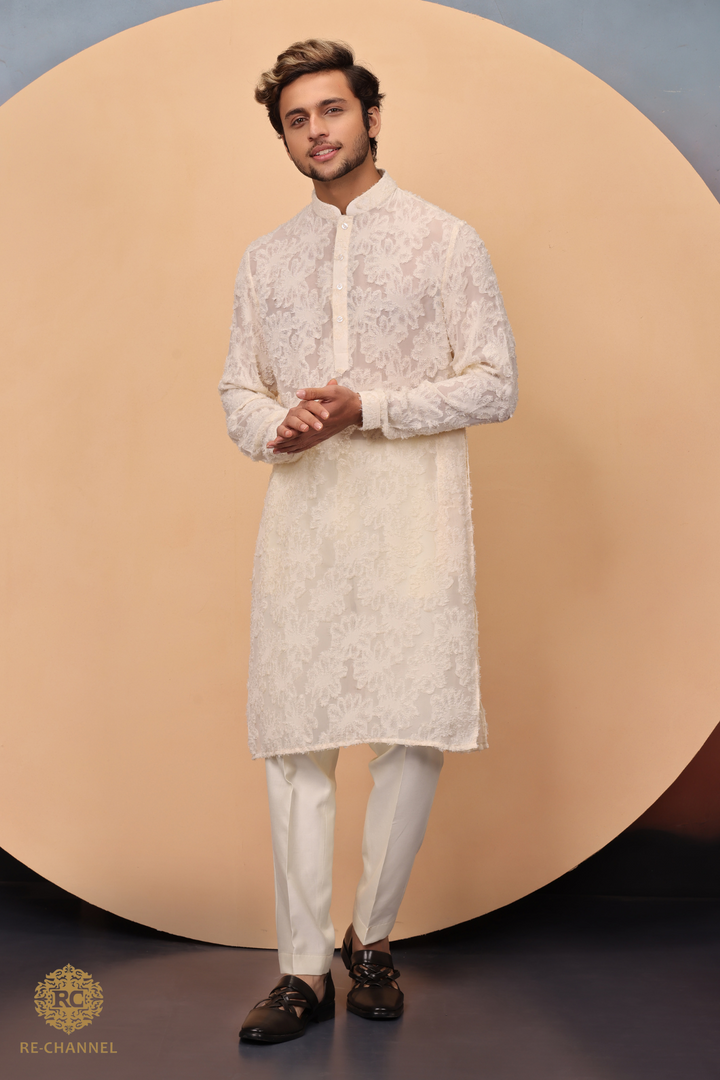 Off white Turkish Chiffon Kurta Set