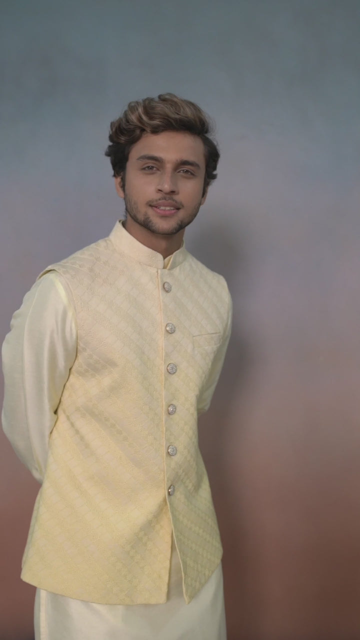 Yellow Ombre Bandi Kurta Set