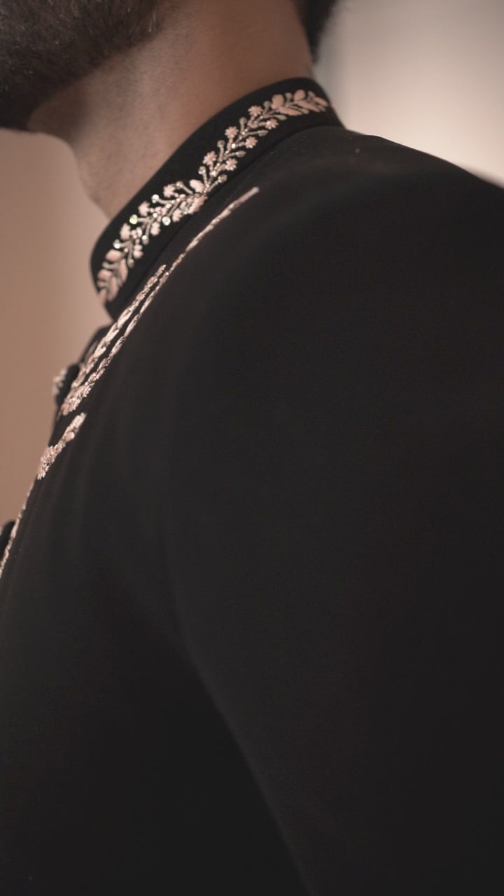 Black Indo-Western with Placement Embroidery