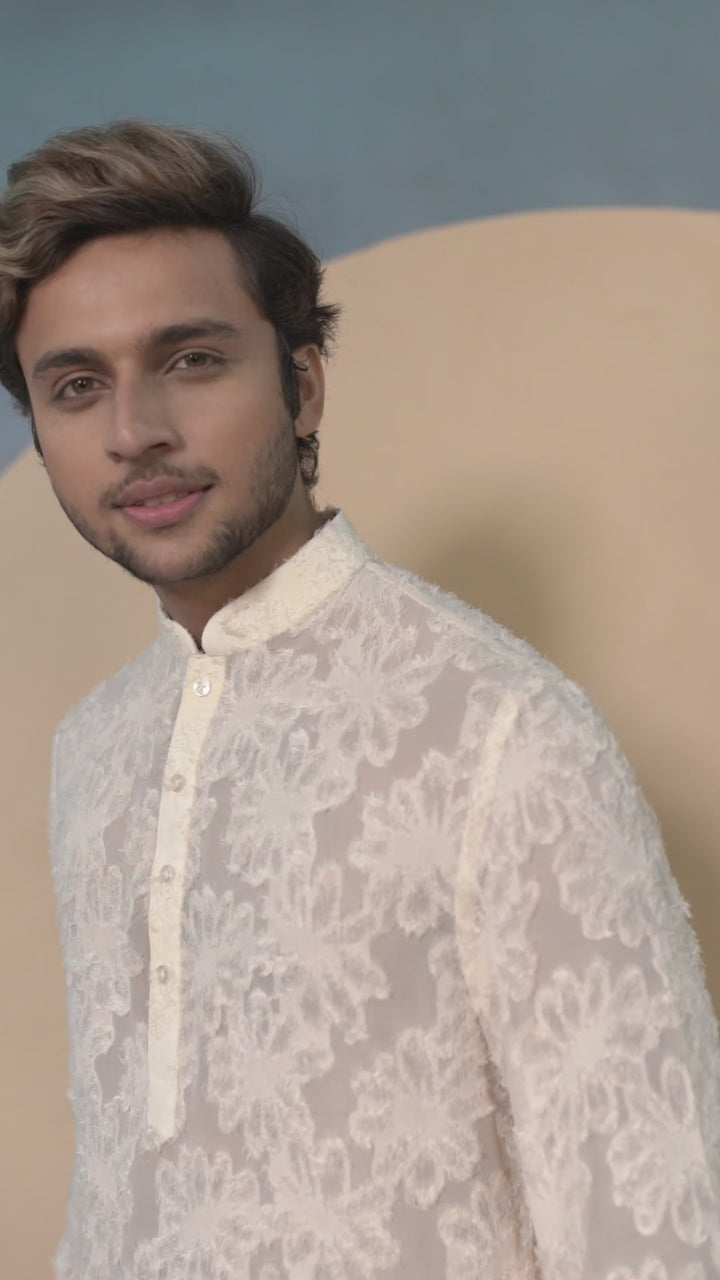 Off white Turkish Chiffon Kurta Set
