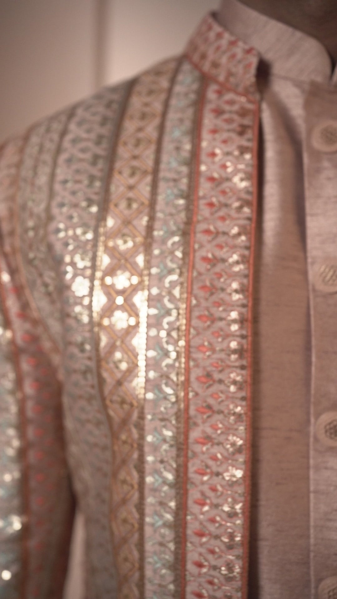 Peach Embroidered Indo-Western with open Kurta