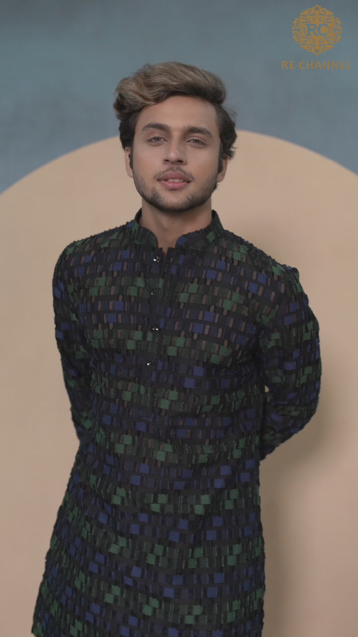 Black See Through Brasso Kurta Set
