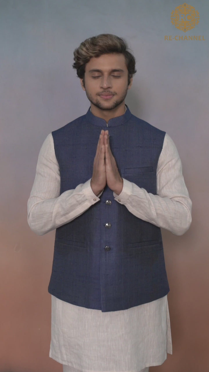Blue Silk Bandi Kurta Set