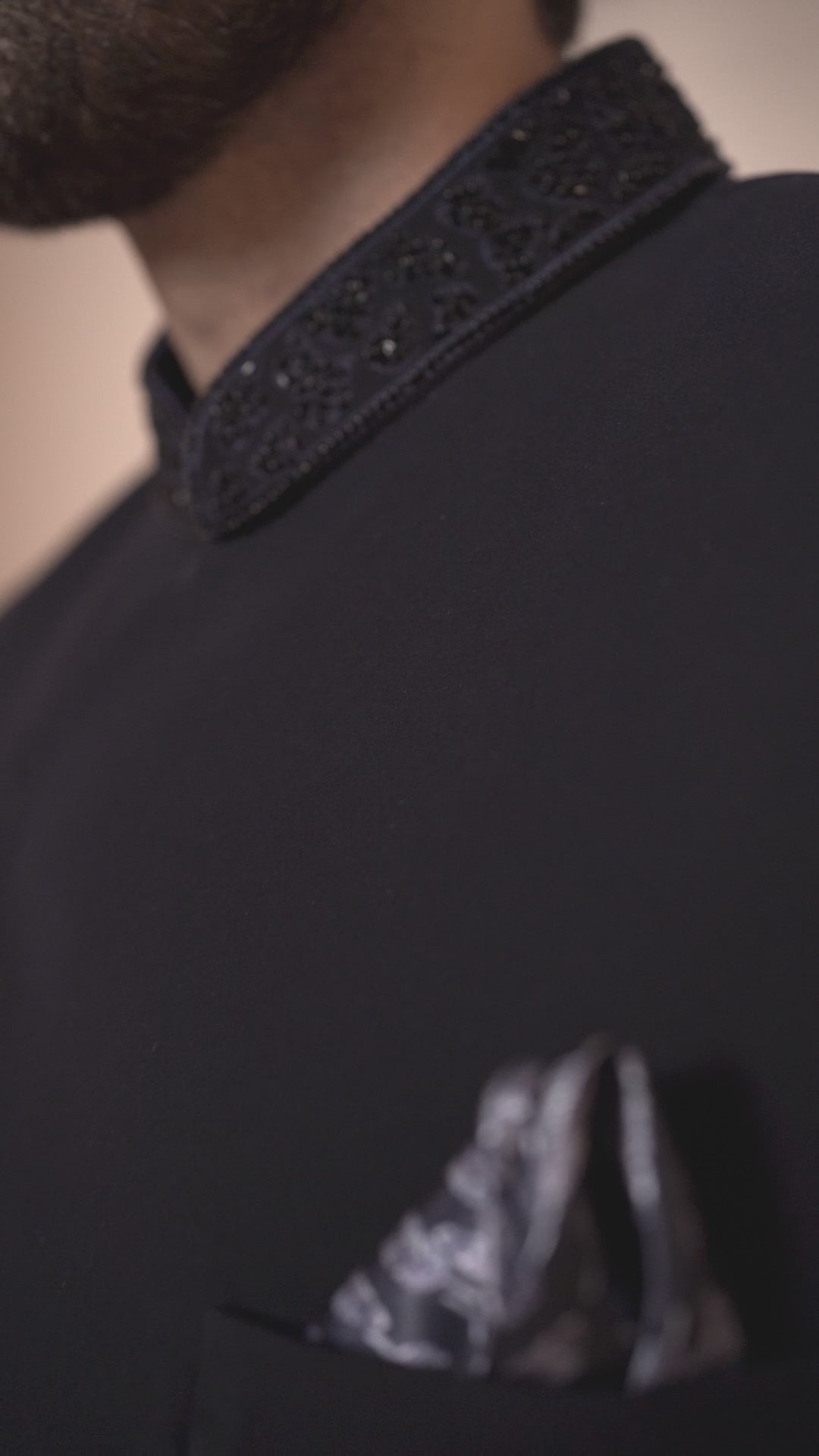 Navy Indo-Western with Black Asymmetrical Kurta